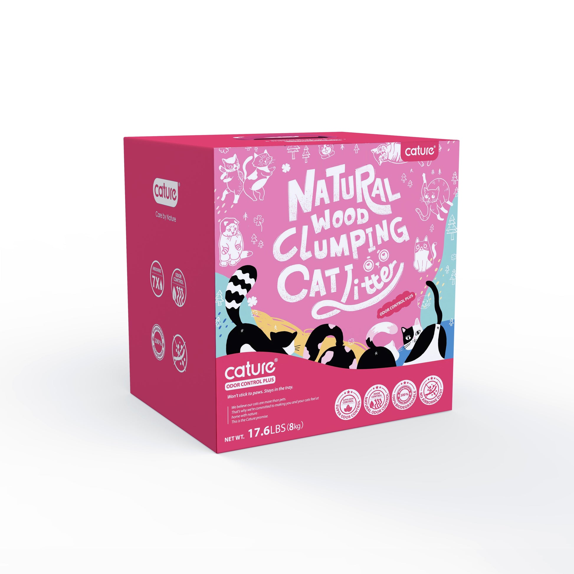 Cature Natural Wood Clumping Cat Litter | Pasir Kucing Terbaik | Carbon Odour Control Plus Cat Litter - 6L(2.4kg)/20L(8kg)猫殿下原木砂子活性炭款