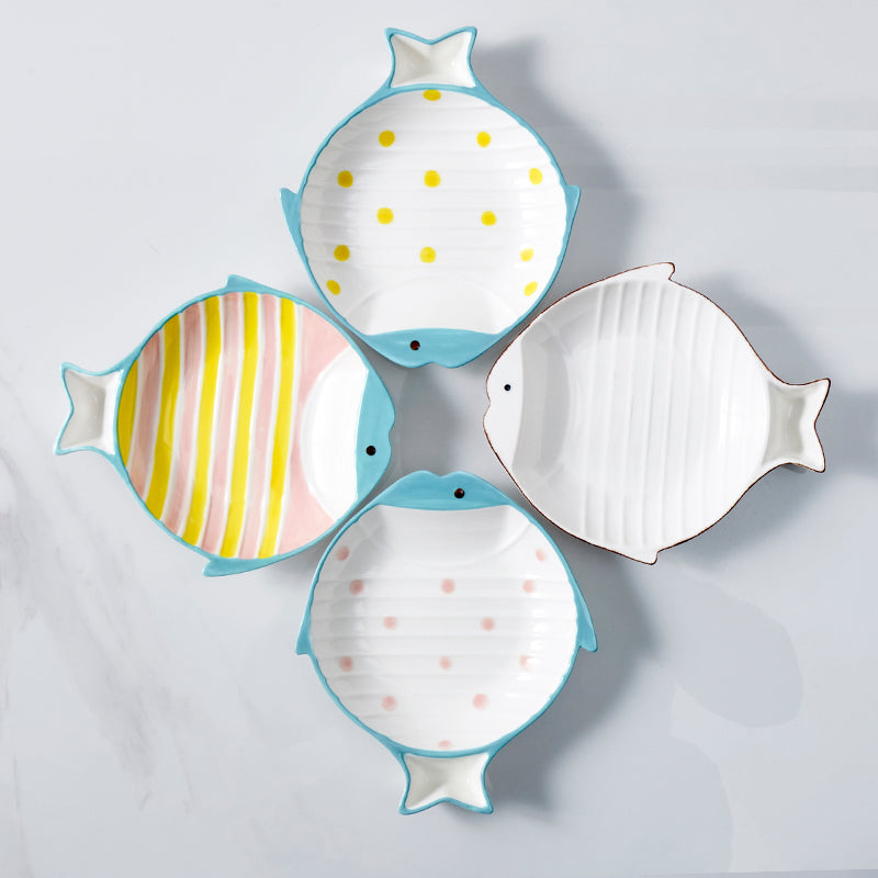 彩绘海洋鱼陶瓷宠物碗