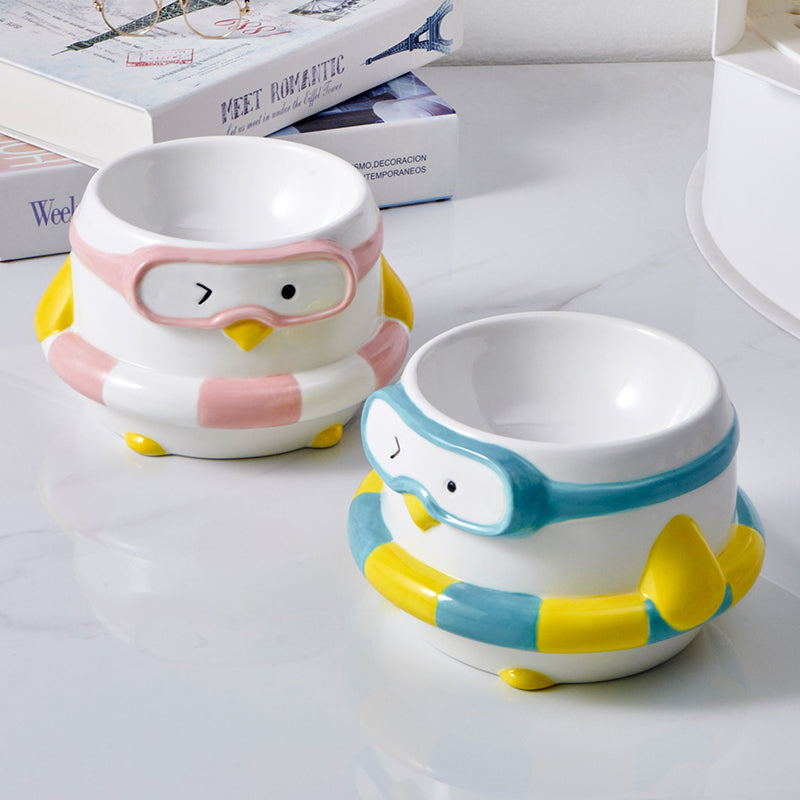 萌趣系列 游泳企鹅陶瓷宠物碗
