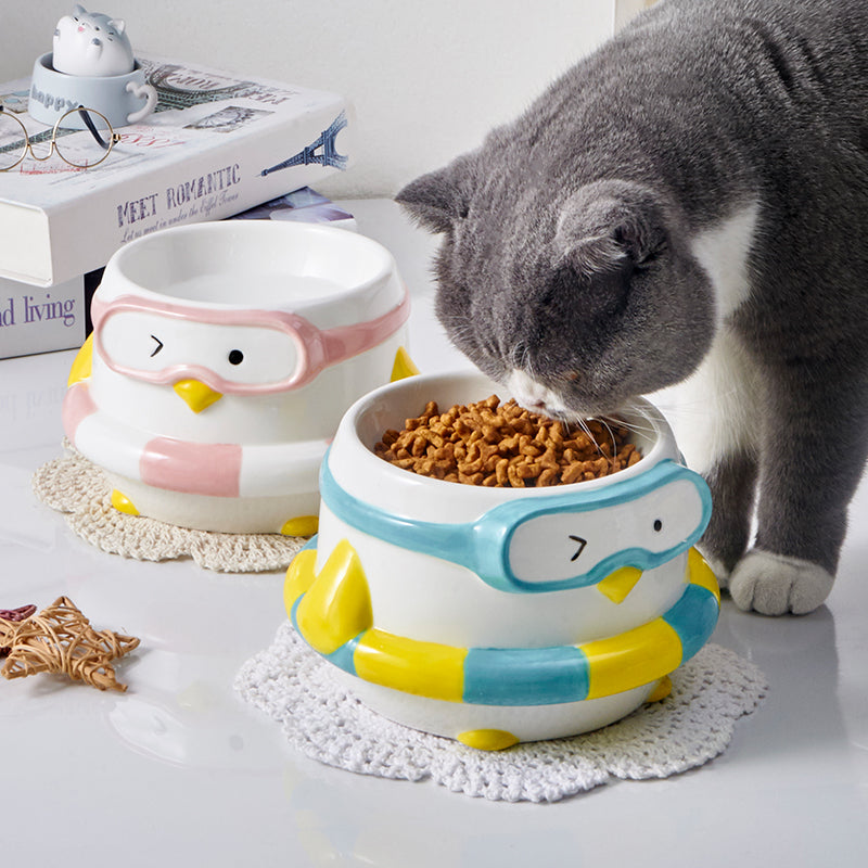 萌趣系列 游泳企鹅陶瓷宠物碗