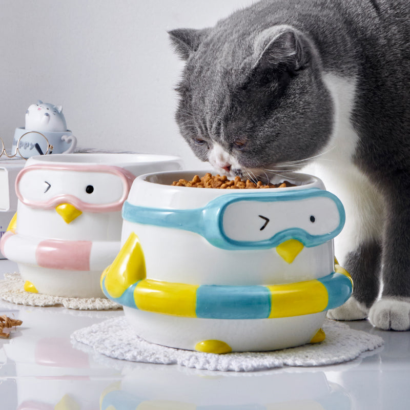 萌趣系列 游泳企鹅陶瓷宠物碗