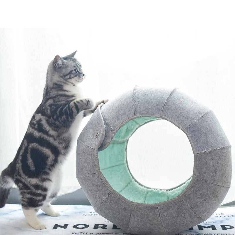 K.1 D.Ball Cat Bed Fun Nest Foldable Transformable Washable Scratch Resistant Cat Cave龙珠