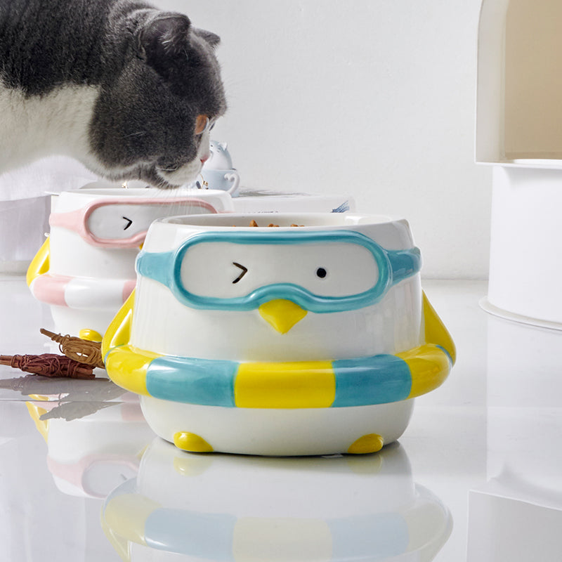 萌趣系列 游泳企鹅陶瓷宠物碗