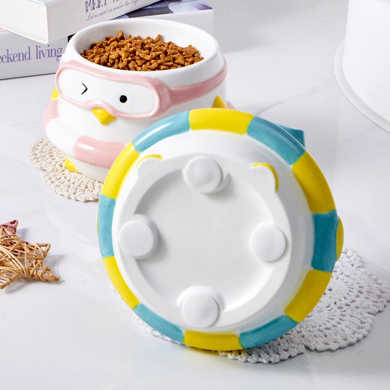 萌趣系列 游泳企鹅陶瓷宠物碗