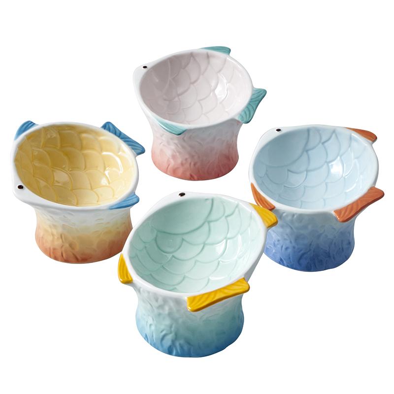 Hocc Gradient Fish Porcelain Pet Bowl 渐变鱼陶瓷碗