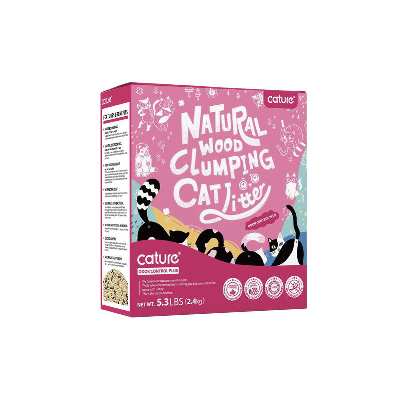 Cature Natural Wood Clumping Cat Litter | Pasir Kucing Terbaik | Carbon Odour Control Plus Cat Litter - 6L(2.4kg)/20L(8kg)猫殿下原木砂子活性炭款