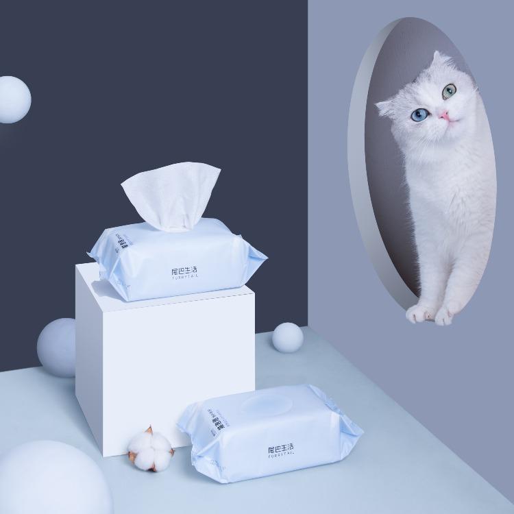 Furrytail Cotton Bubble Cat Wipes 80pc Pack 宠物湿巾