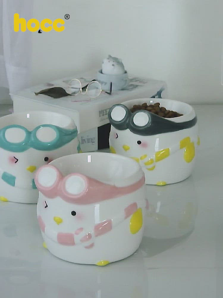 萌趣系列 飞行企鹅陶瓷宠物碗