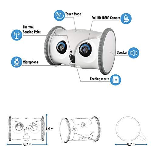 SKYMEE Owl Robot: Movable Full HD Pet Camera with Treat Dispenser, Interactive Toy for Dogs and Cats, Mobile Control via App (2.4G WiFi ONLY) 宠物陪伴机器人