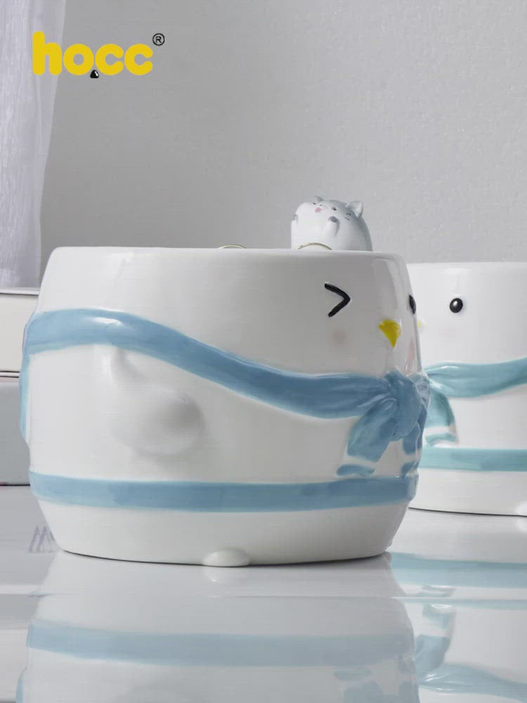 萌趣系列 少年企鹅陶瓷宠物碗