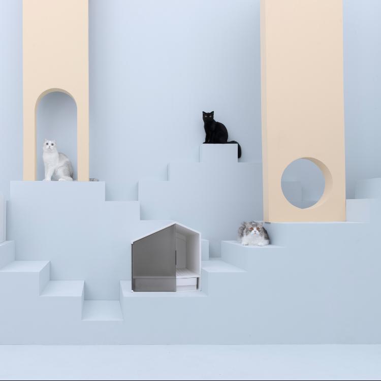 Furrytail XL Semi-Closed Glow House Cat Litter Box with Scoop 小宅猫砂盆