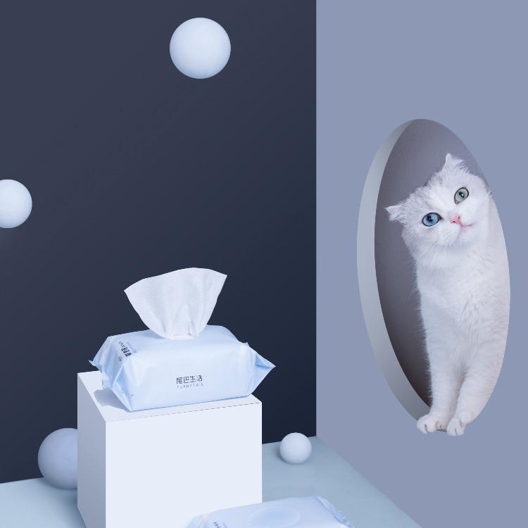 Furrytail Cotton Bubble Cat Wipes 80pc Pack 宠物湿巾
