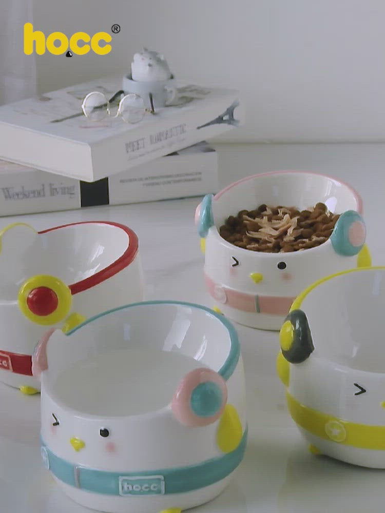 萌趣系列 音乐企鹅陶瓷宠物碗