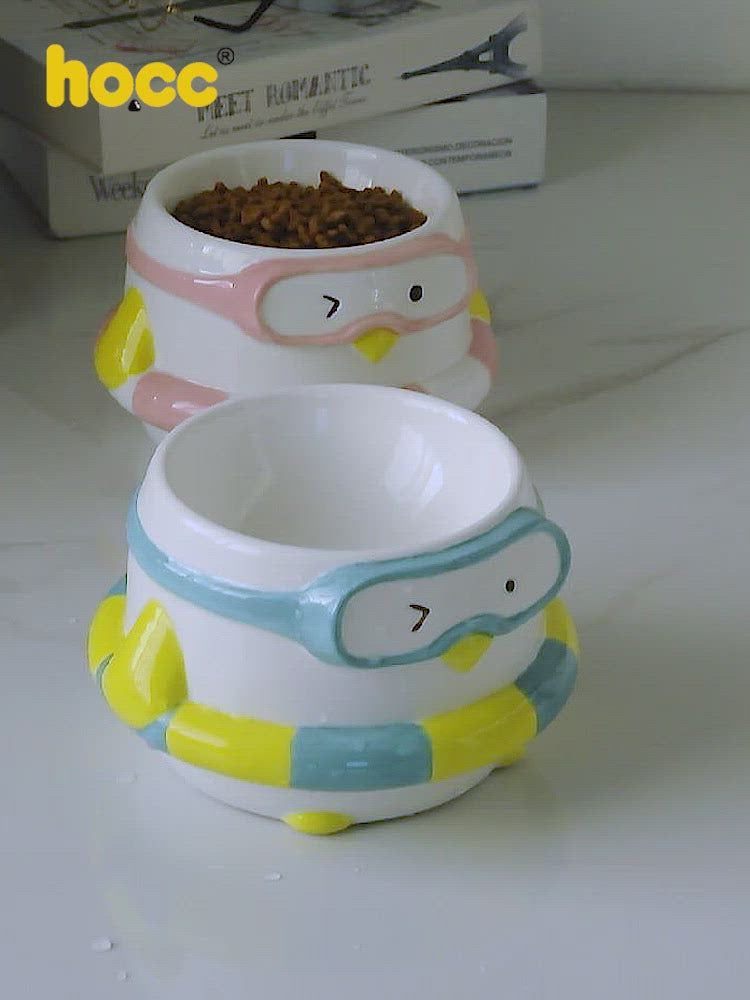 萌趣系列 游泳企鹅陶瓷宠物碗